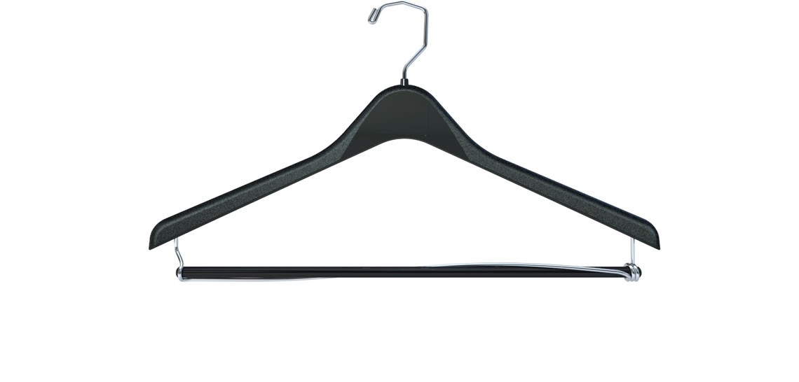 Plastic Suit Hanger with locking wooden bar